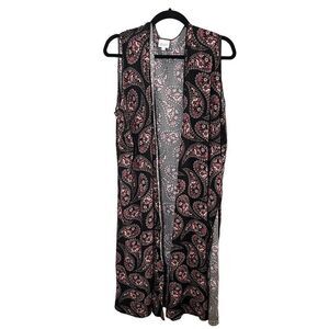 Lularoe Long Line Paisley Kimono Darker Colors XL